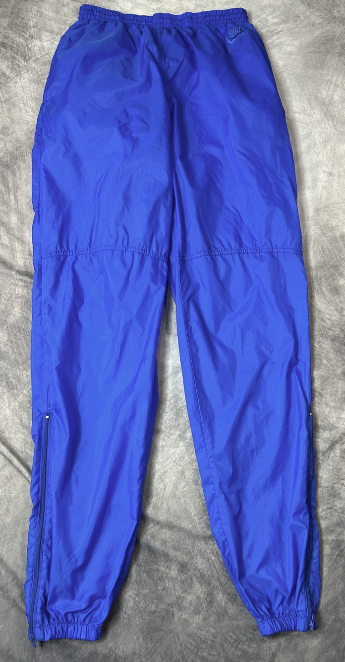 Vintage Nike Pants Mens L Blue Woven Nylon Track Elastic Cuff Zip Ankle